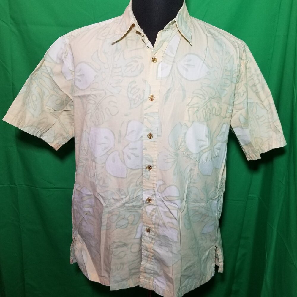 Cooke Street Yellow Hawaiian Button Up Shirt Mens Medium Floral Island Tropical